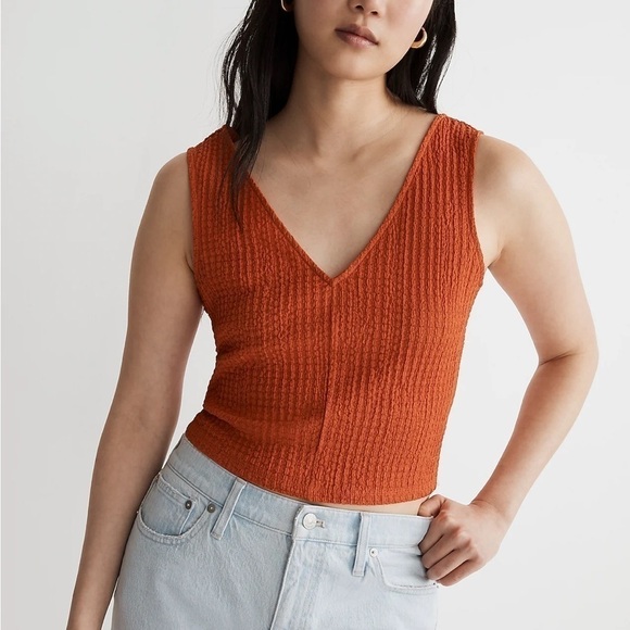 Madewell vneck sleeveless crop top copper washed orange - Picture 4 of 6